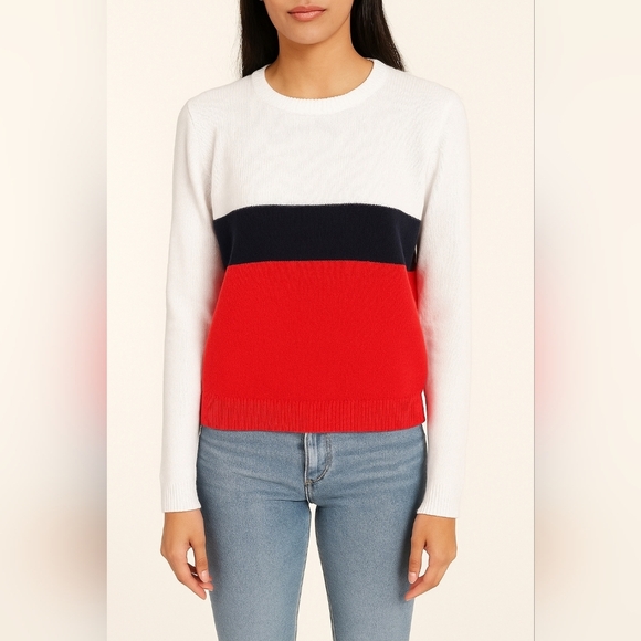 Brandy Melville red white and blue colorblock sweater - Picture 1 of 7